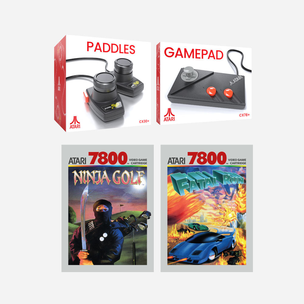 ATARI 2600+ Pack de juegos 7800 + Paddles y Gamepad